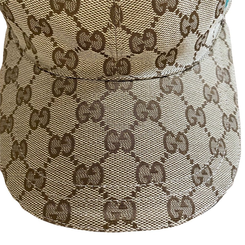 Gucci Beige Brown Monogram Baseball Cap with Green-Red Stripe - Picture 8 of 14